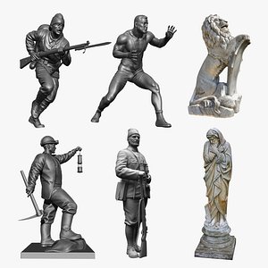 3D 6 Statues Collection Sculptures Pack