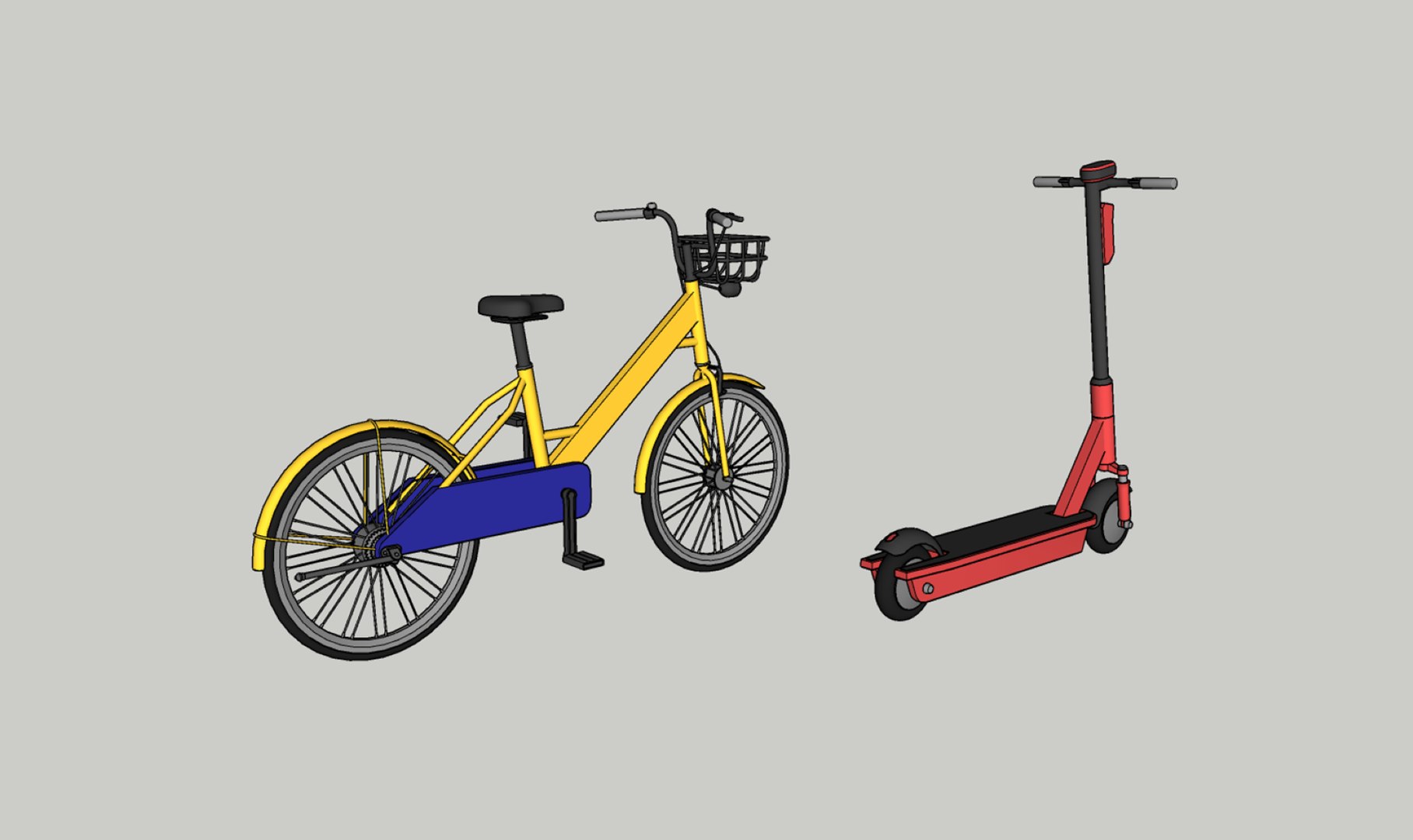 3D Electric kickboard and Bicycle TurboSquid 2045202