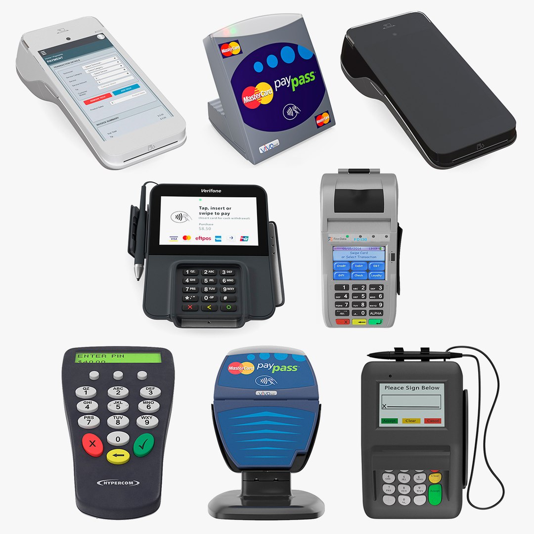 Credit Card Terminals Collection 4 3D model preview