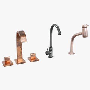 3 metal faucets 3D model