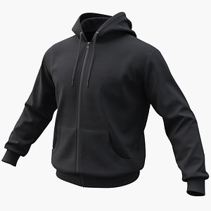 3D realistic black hoodie 02 model