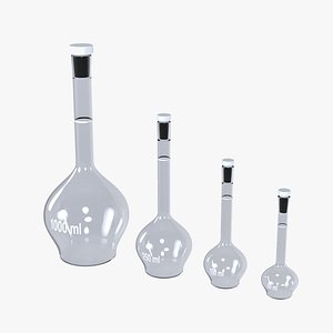 Volumetric Flask Set - Laboratory Glassware 4 Sizes with Stoppers