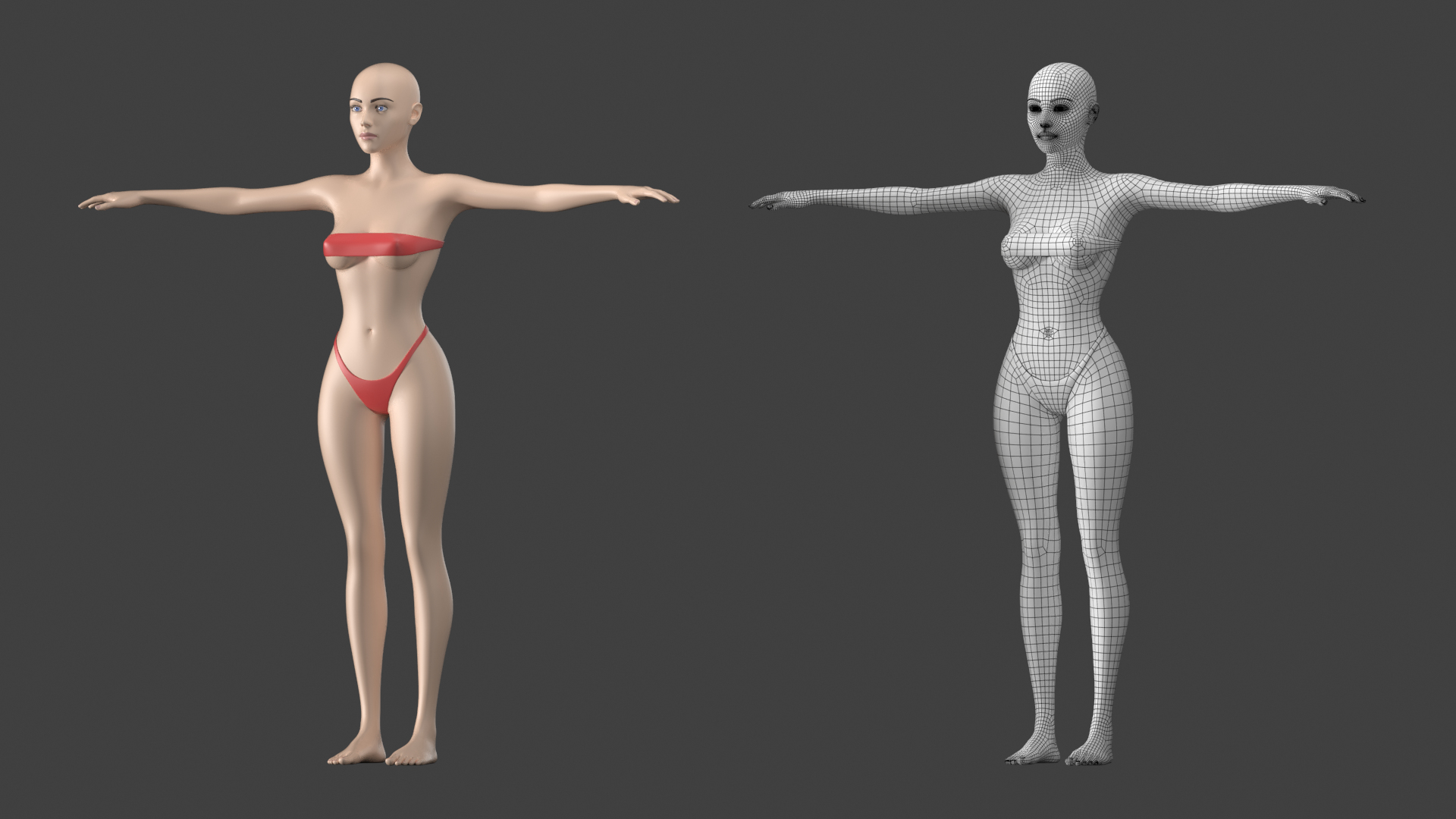 Female hightpoly T-Pose | 3D model