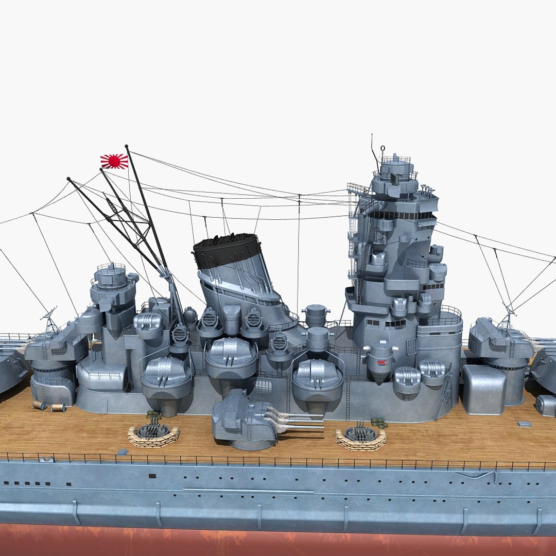 3D japanese battleship musashi 1942 - TurboSquid 1352244