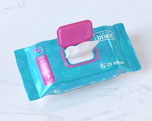 Wet Tissue Wipes Paper Packaging 3D model