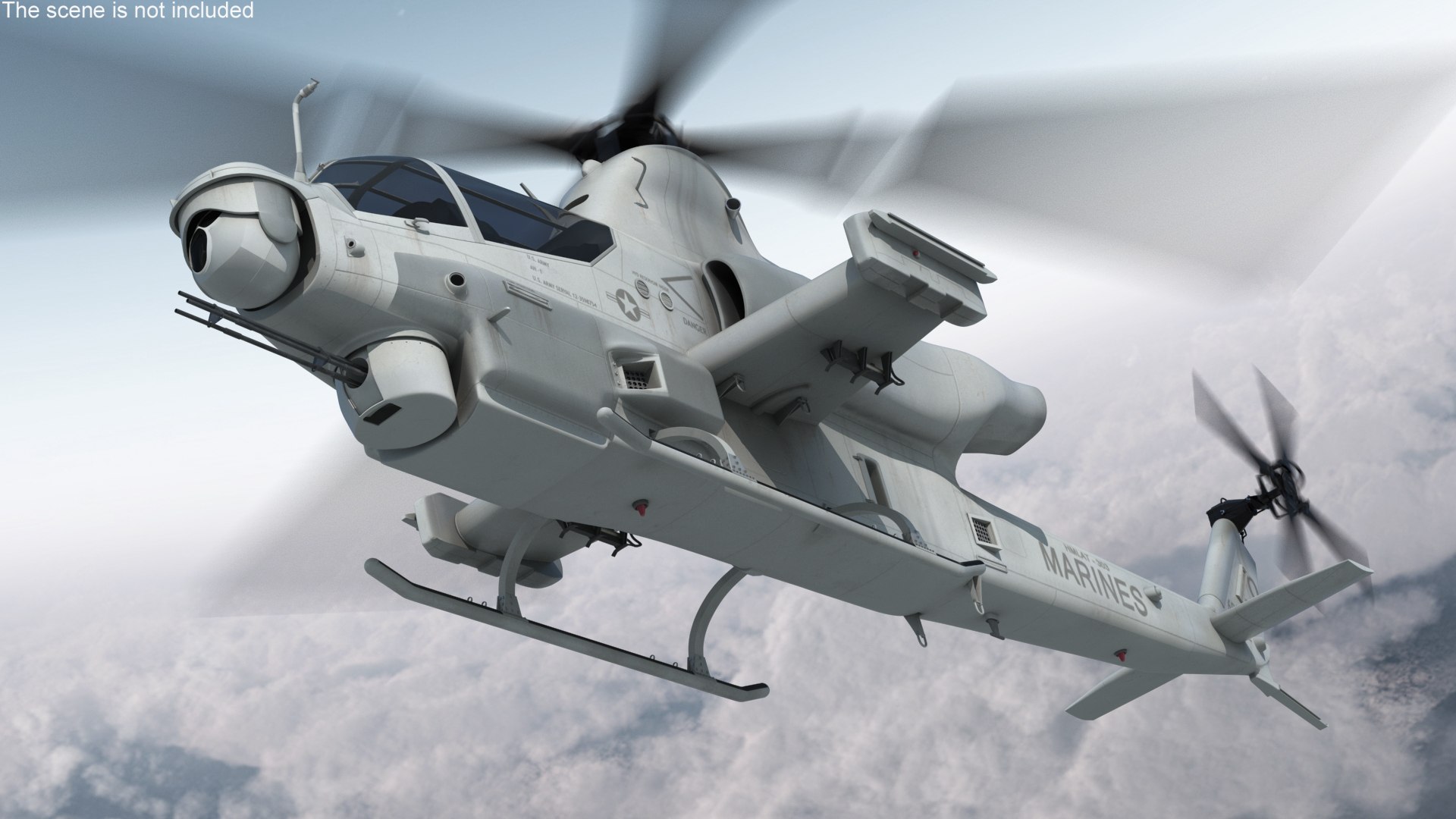 Bell AH-1Z Attack Helicopter Rigged for Maya 3D model preview