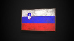 Old Picture Frame With Slovania  Flag - Game Ready PBR Low-poly 3D Model 3D