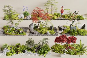 Landscape gardening plants courtyard landscape potted plants 3D model