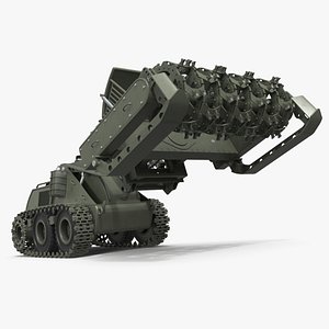 Bozena 5 Unmanned Flail Demining Platform Military Green Rigged model