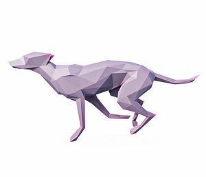 Dog Run Pose Low Poly