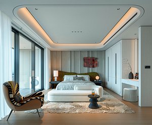 Modern luxury bedroom interior 3D model