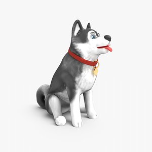 3D cartoon dog sitting animations