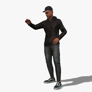 3D Black Man 3D Character Game Ready Rigged Model