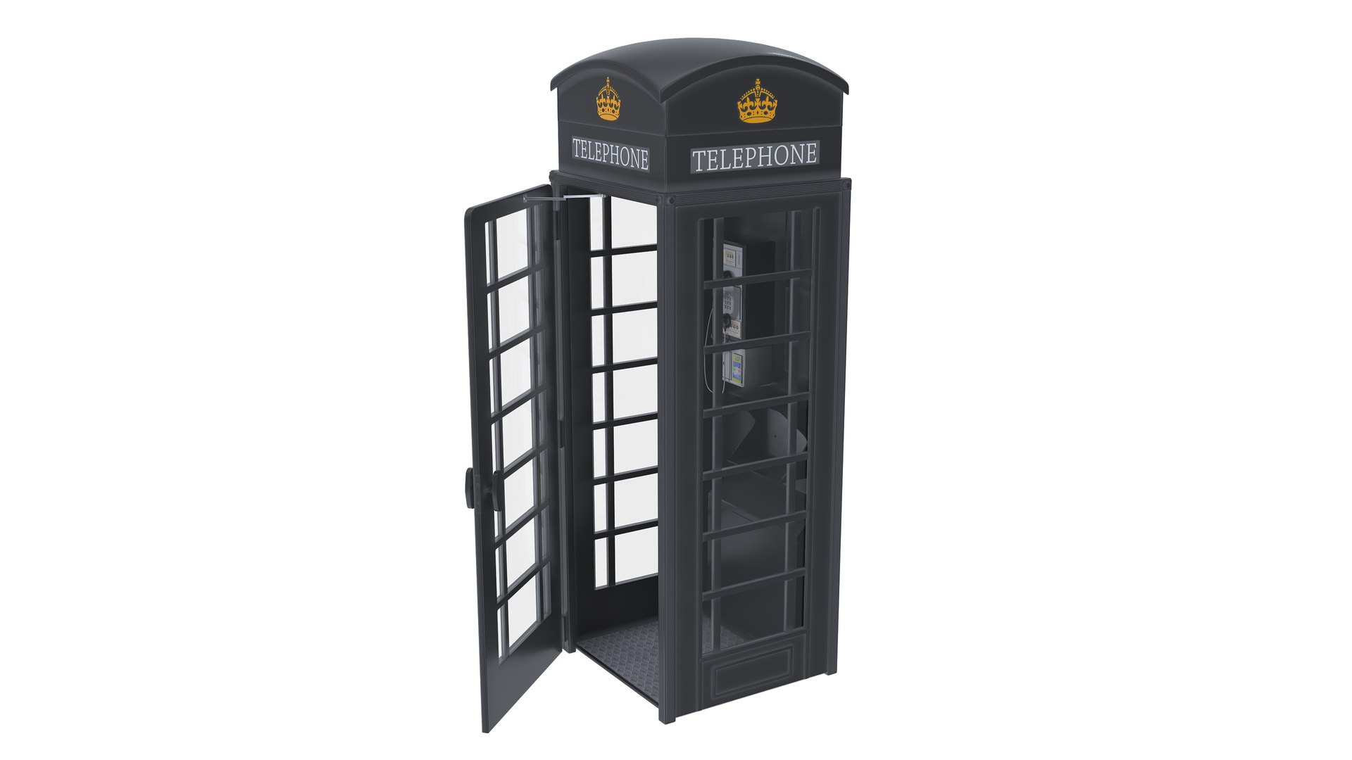 London Phone Box Black 3D Model - TurboSquid 2277323