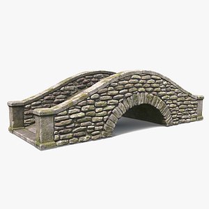 3D Stone Arch Bridge Covered with Moss