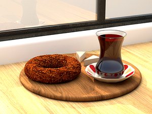 Simit Cay 3d Model Turkish Breakfast 3D model