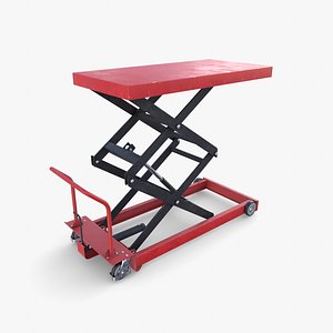 3D Animated Scissor Lift Table Red