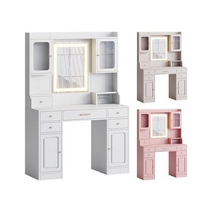 Vanity Desk with LED Lighted Mirror 3D model