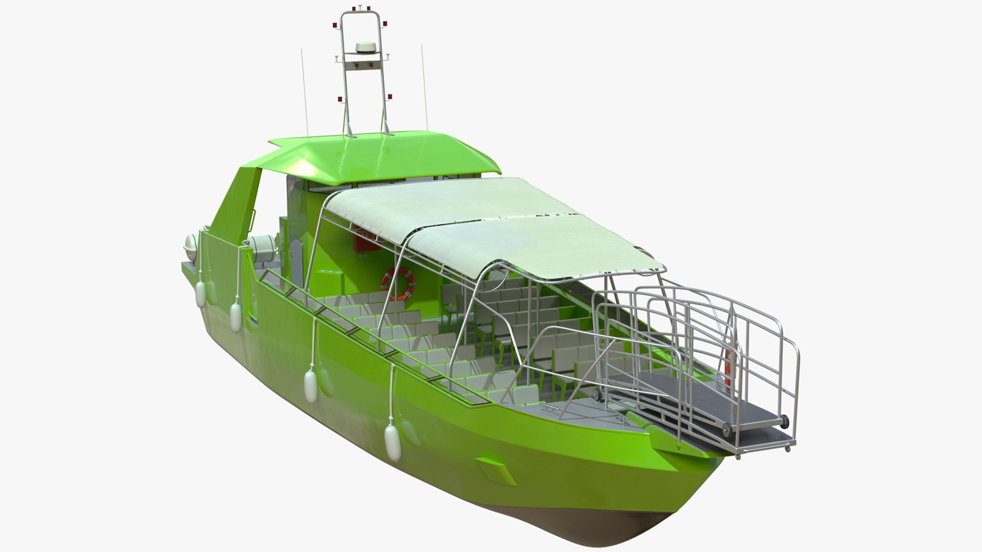 Excursion Boat Green 3D model preview