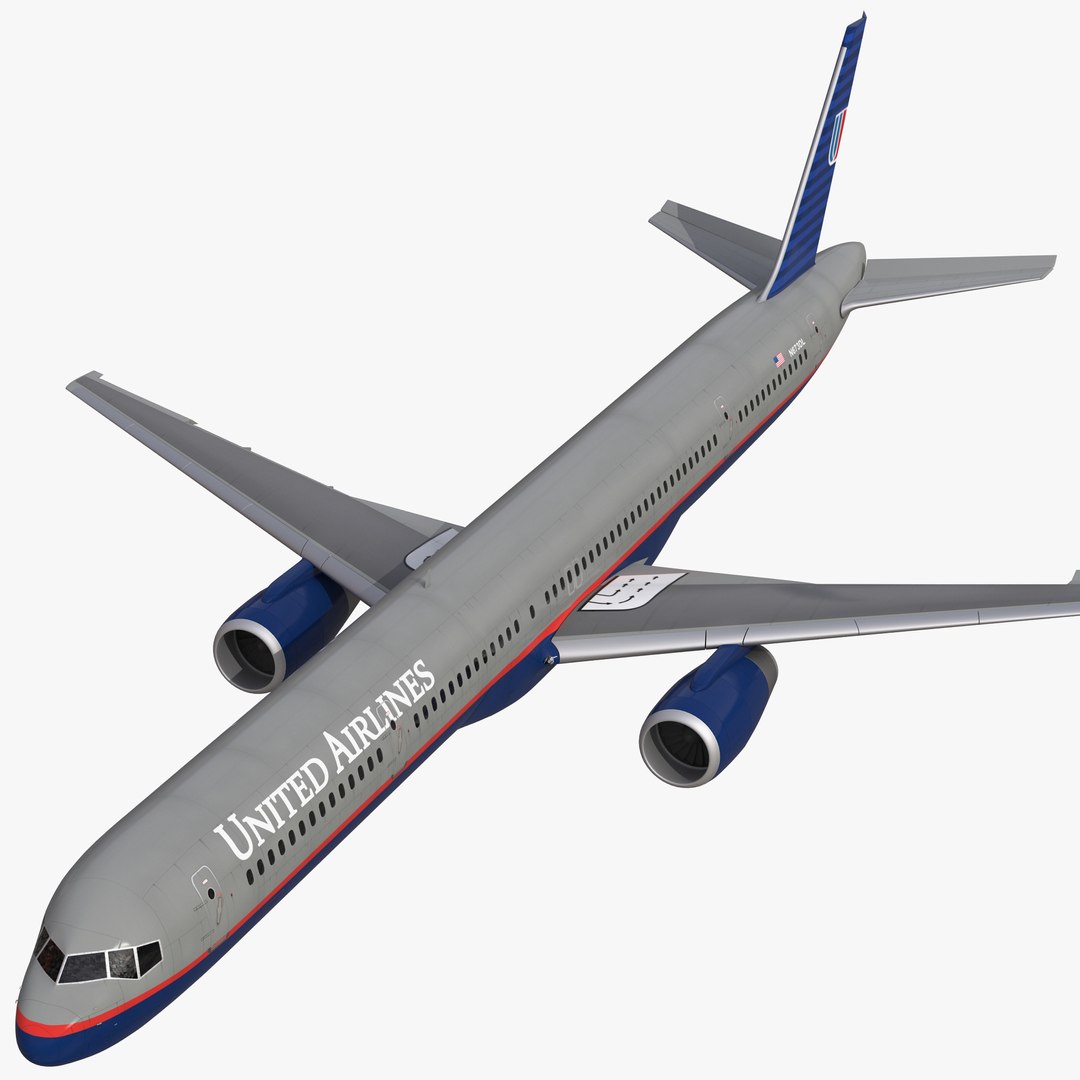 Boeing 757-300 United Airlines Rigged 3D Model 3D model preview