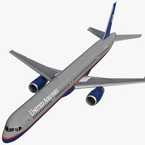 Boeing 757-300 United Airlines Rigged 3D Model