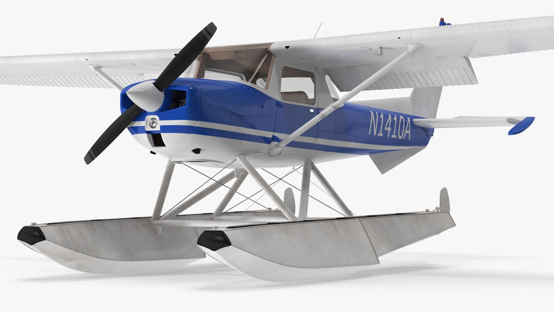 Seaplane with Floats Cessna 150 3D model preview
