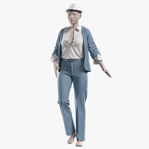 female engineer uniform with texture and smart material 3D