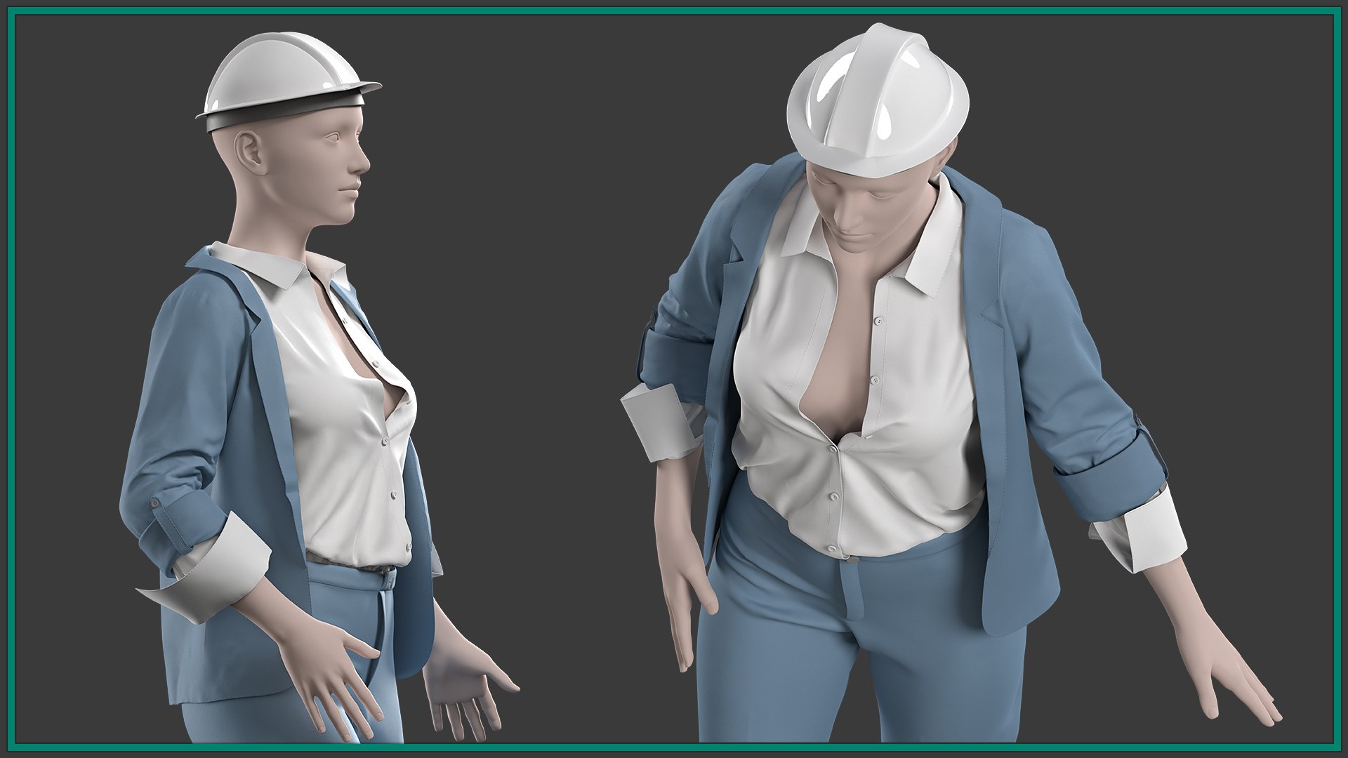 Female Engineer Uniform With Texture And Smart Material 3D - TurboSquid ...