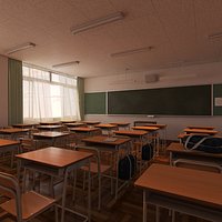Realistic Japanese School Classroom - High Poly V-Ray 3ds Max