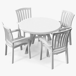 White Plastic Table With Chairs model