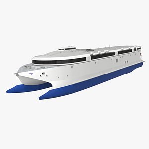 3D Electric Passenger Catamaran Ferry White