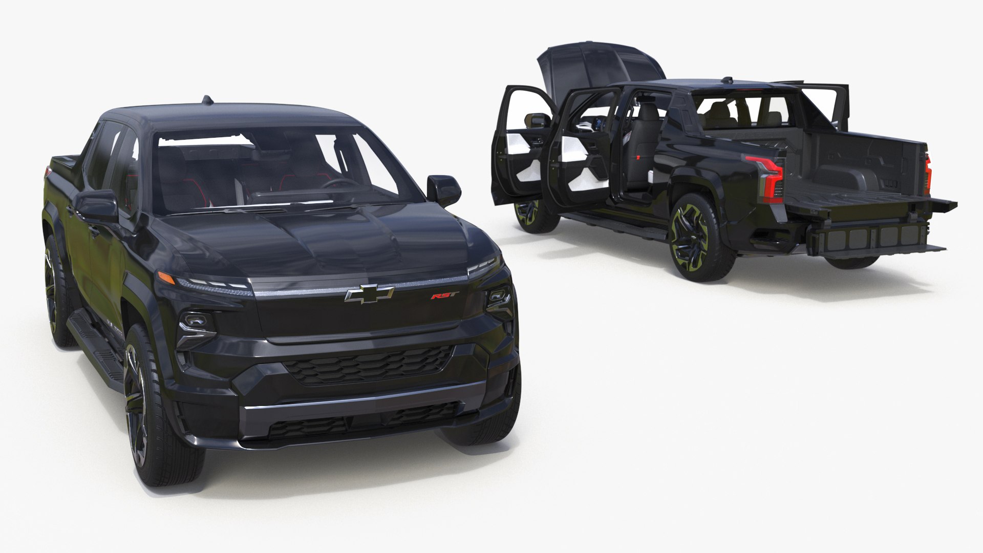 Black Chevrolet Silverado EV RST 2024 Rigged for Maya 3D model preview