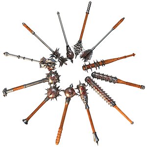 40 Medieval Mace  Vol  1 Low Poly  Unwrapped