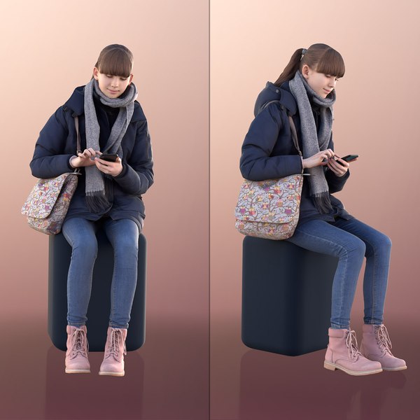 girl young phone 3D