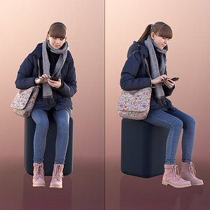 10991 Lisa - Young Girl Sitting And Waiting With Phone