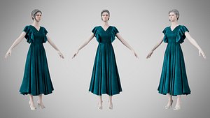 Dress 45 Teal Velvet model