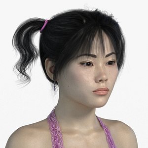 3D model Ponytails Brunette Female Hairstyle