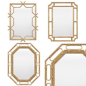 Rattan mirror set 2 3D model