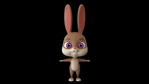 Asset - Cartoons - Animal - Rabbit - Rig 3D model