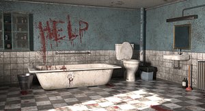 horror bathroom bath 3D model