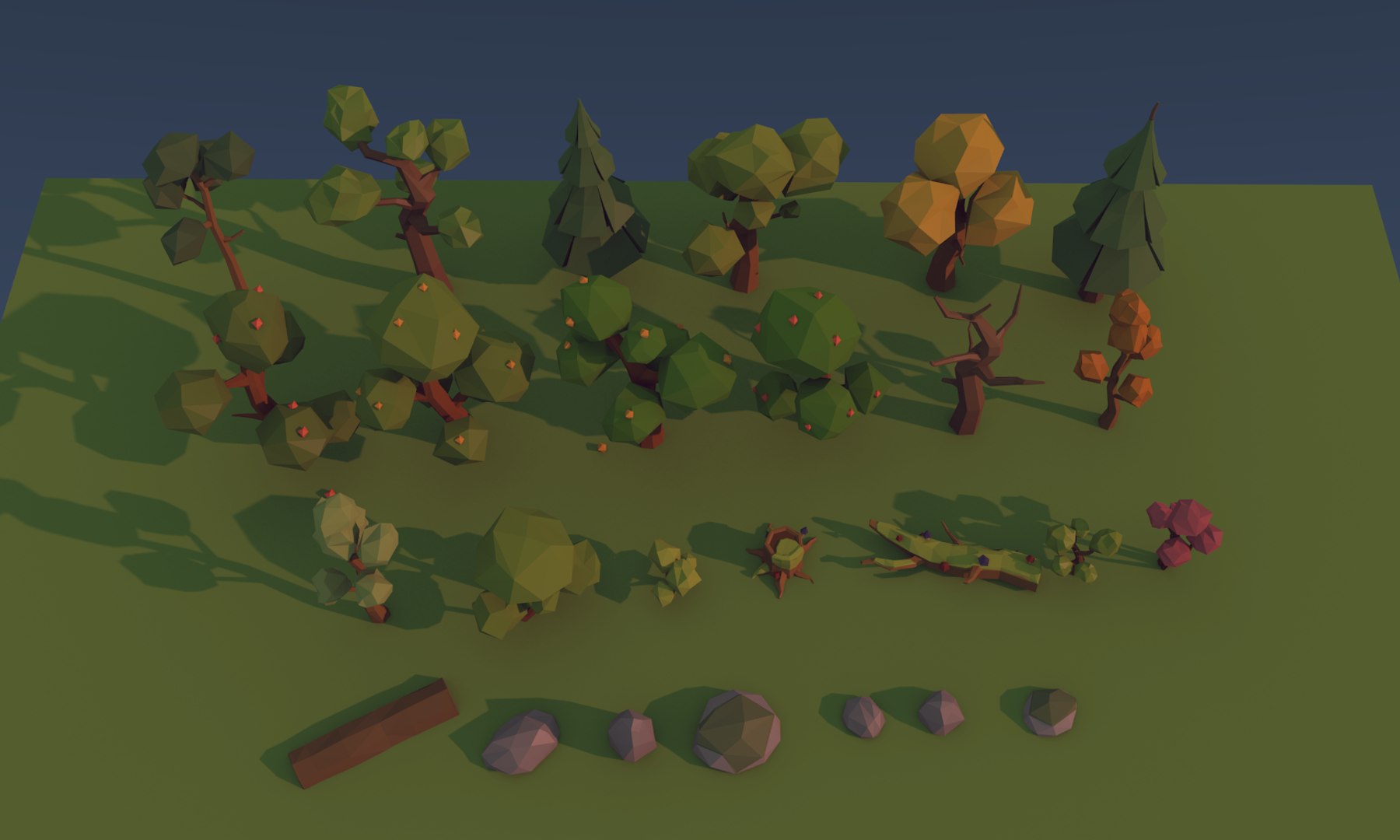 3d Model Environment Trees Bushes