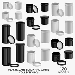 3D Plastic Jars Black and White Collection 01 - 120 Models model