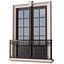 Classical facade window with a French balcony 3D model
