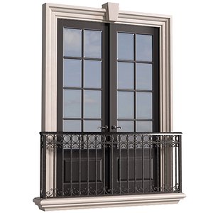 Classical facade window with a French balcony 3D model
