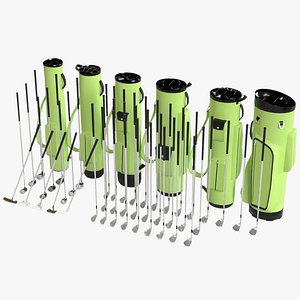3D Golf Clubs and Bags model