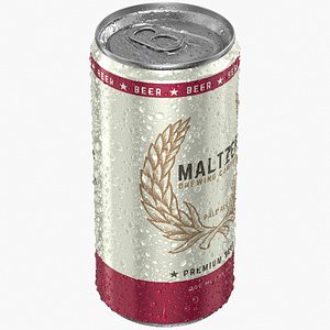 Slim Beer Can With Droplets 200ml 3D model