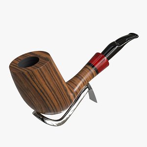 Smoking Pipe Half-bent Briar Wood 01 3D