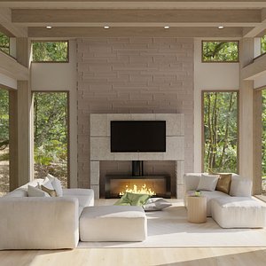 3D Living Room 3 Blender Scene - DAY and NIGHT 2Versions model