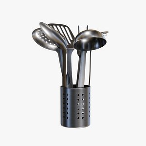 Modern Stainless Steel Kitchen Utensils Set with Holder