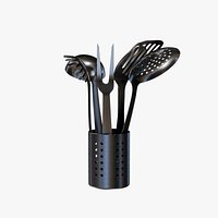 Modern Stainless Steel Kitchen Utensils Set with Holder